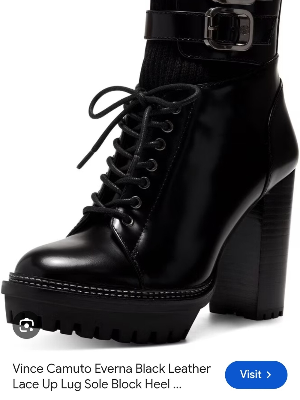 Vince Camuto Everna Heel Lace-Up Ankle Boots with Buckle Straps